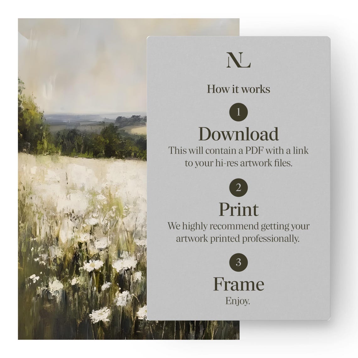 Country Farmhouse Landscape White Flowers Field Vintage Wall Art Moody Art Print Painting Country Decor - Image 5