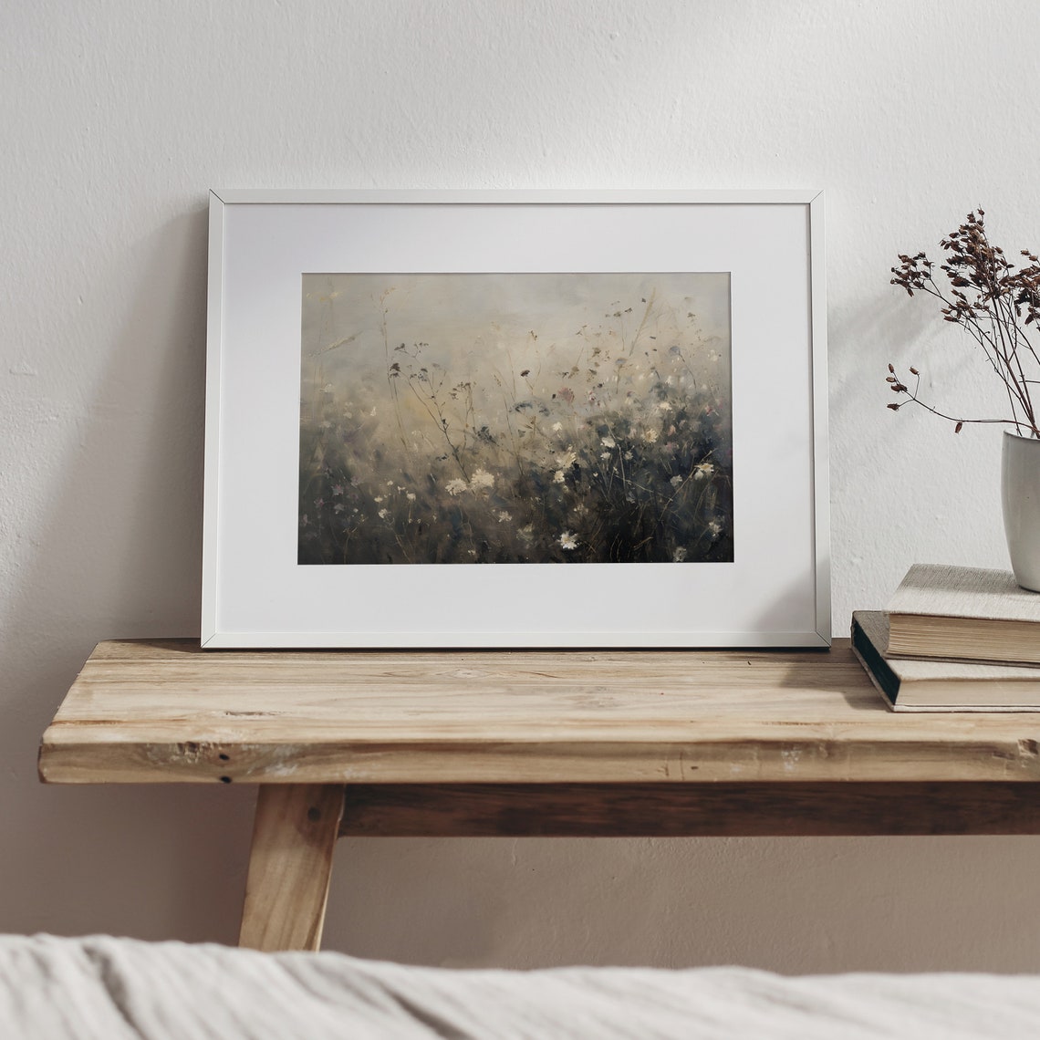 Soft Wildflowers Among Tall Grasses Misty Neutral Meadow Poster - Image 5