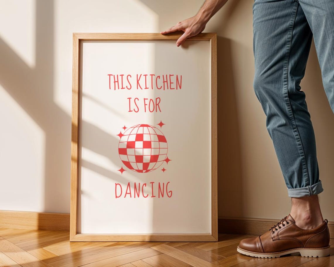 Aesthetic Kitchen Decor Cute Dance Art Red Kitchen Wall Art Print Minimalist Retro Print Trendy Kitchen Poster Art Print - Image 7