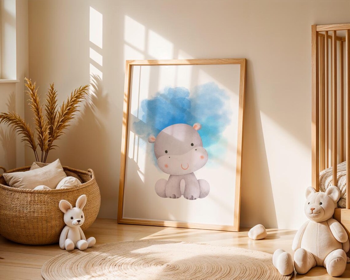 Watercolor Animals Art Print, Nursery Room Decor