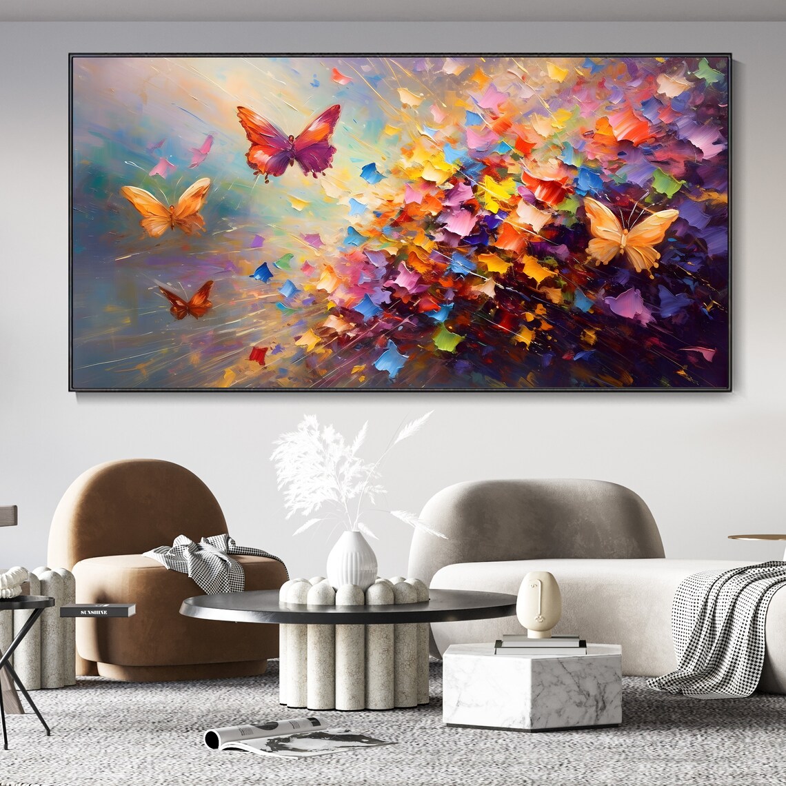 Flying Butterfly Boho Abstract Art Print, Impressionist - Image 2