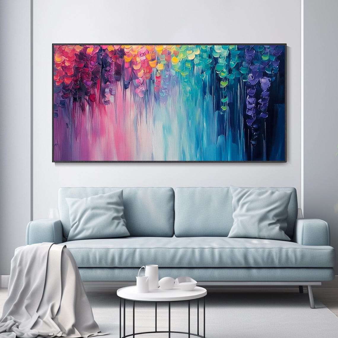 Rainbow Abstract Floral Dripping Petals Impasto Knife Art Poster - Image 3