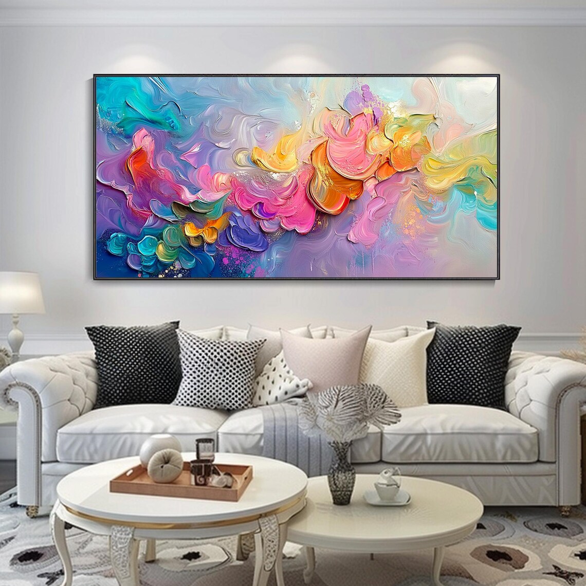 Pastel Abstract Swirling Floral Impasto Palette Knife Art Poster - Image 2