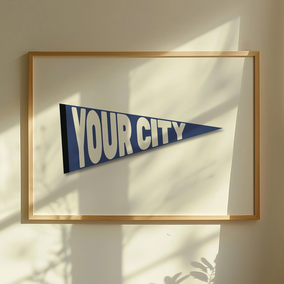 Custom City Pennant Print, Personalized Vintage Flag Art