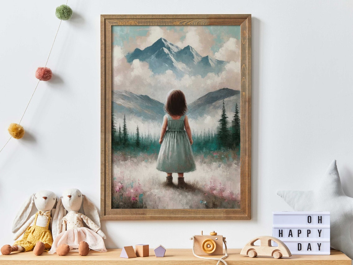 Adventure Nursery Decor Girl Girl Adventure Print Mountain Nursery Art Toddler Room Decor Girls Room Wall Art Girl Wall Art - Image 3