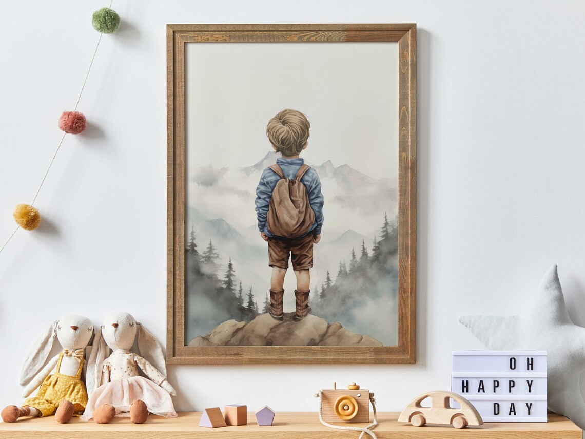 Adventure Wall Art for Boys Bedroom, Mountain Art Print