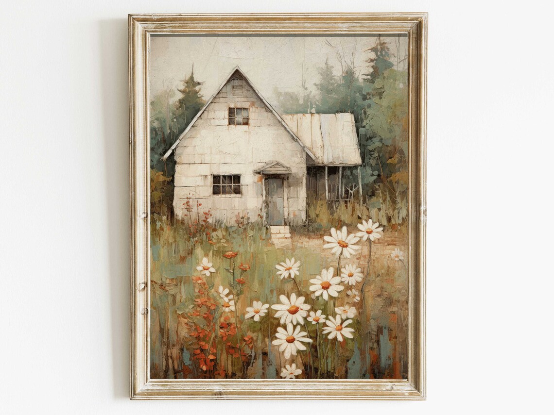 Old House Countryside Art Print, Rustic Farmhouse
