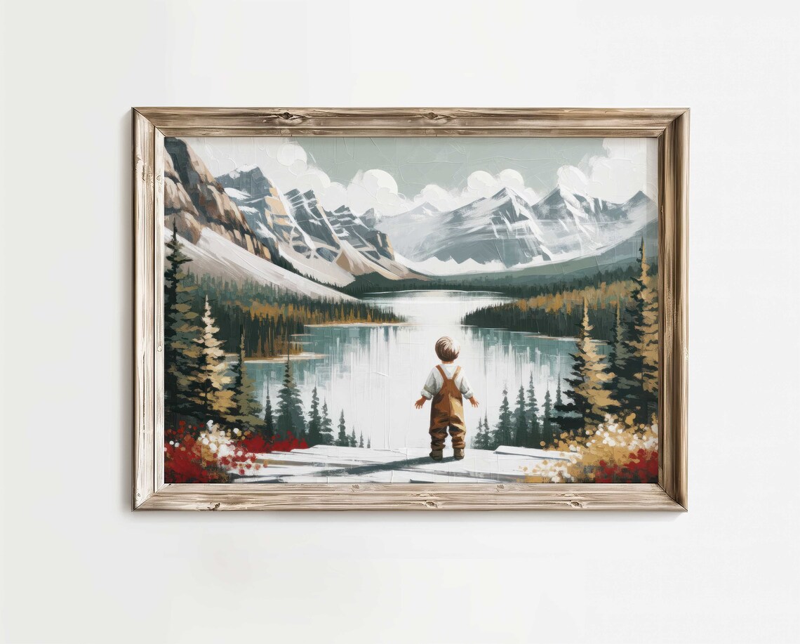 Adventure Boy Vintage Nursery Mountain Art Print