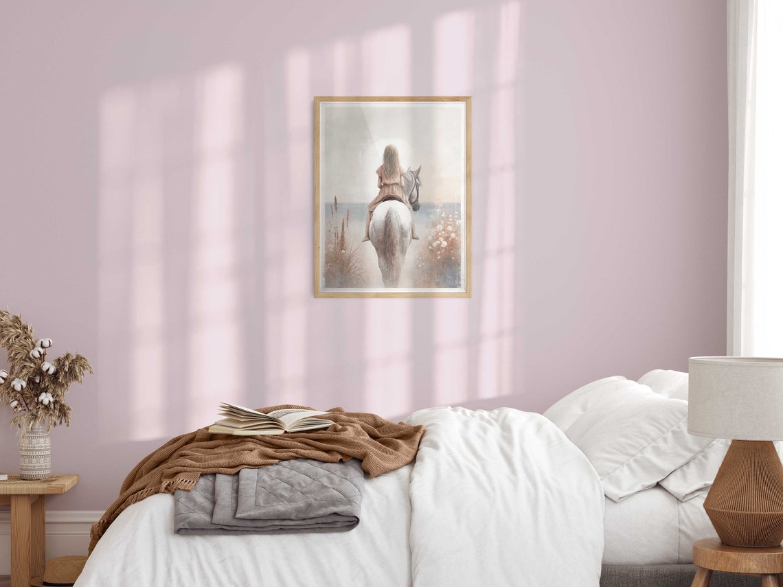 Horse Decor Girl Horse Nursery Art Girl Horse Print Equestrian Horse Gift Girl White Horse Painting Horse Wall Art Girl - Image 2