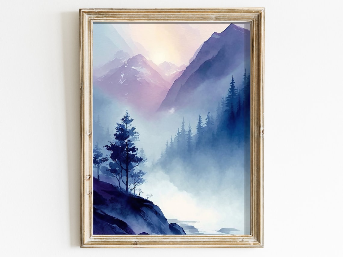 Watercolor Mountain Abstract Nature Art Print