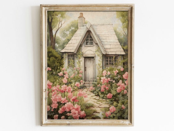 Country House Flower Garden, Vintage French Art Print