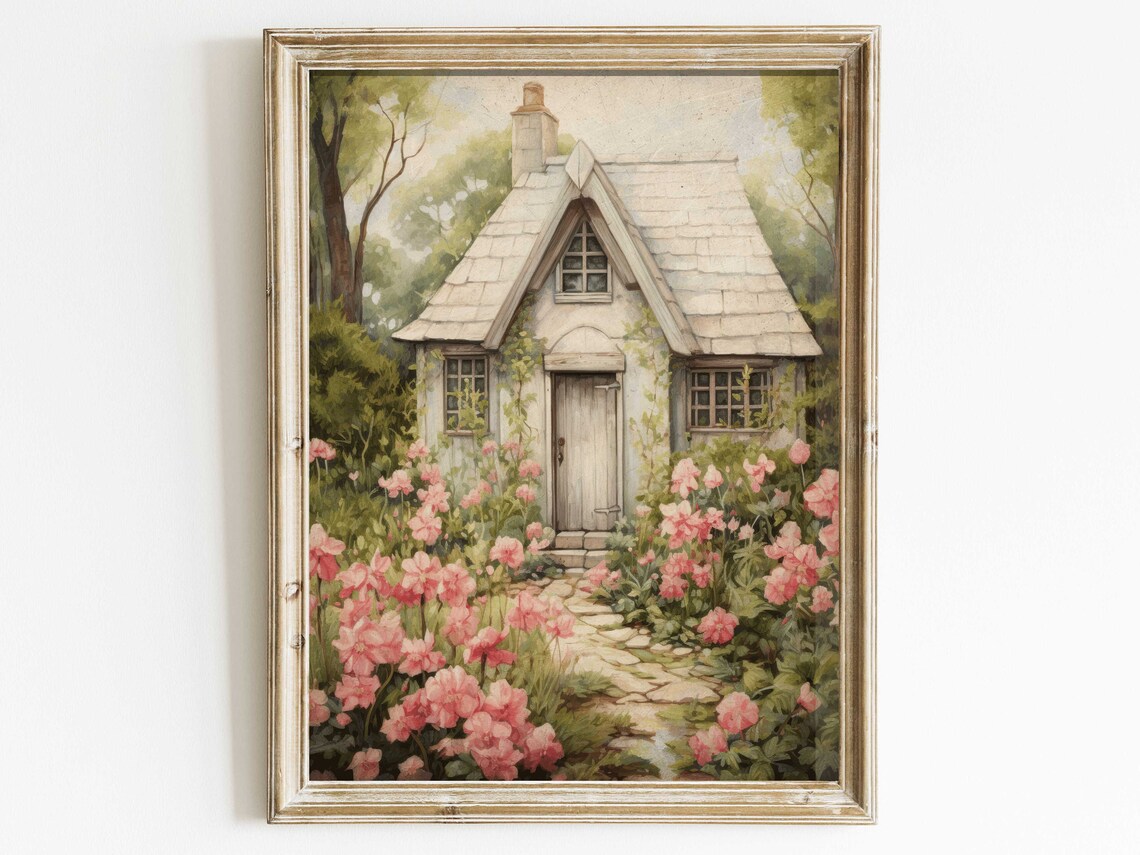 Country House Flower Garden, Vintage French Art Print