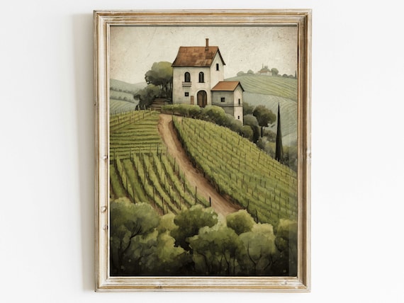 Tuscan Vineyard Villa Rolling Hills Italian Countryside Poster
