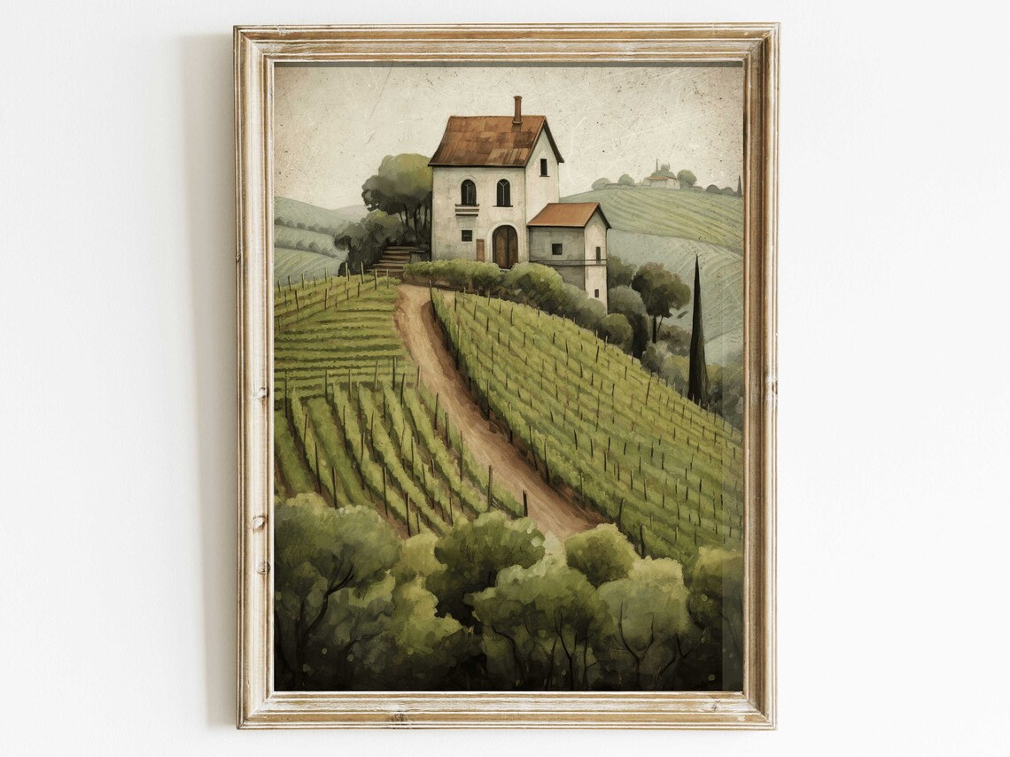 Tuscan Vineyard Villa Rolling Hills Italian Countryside Poster