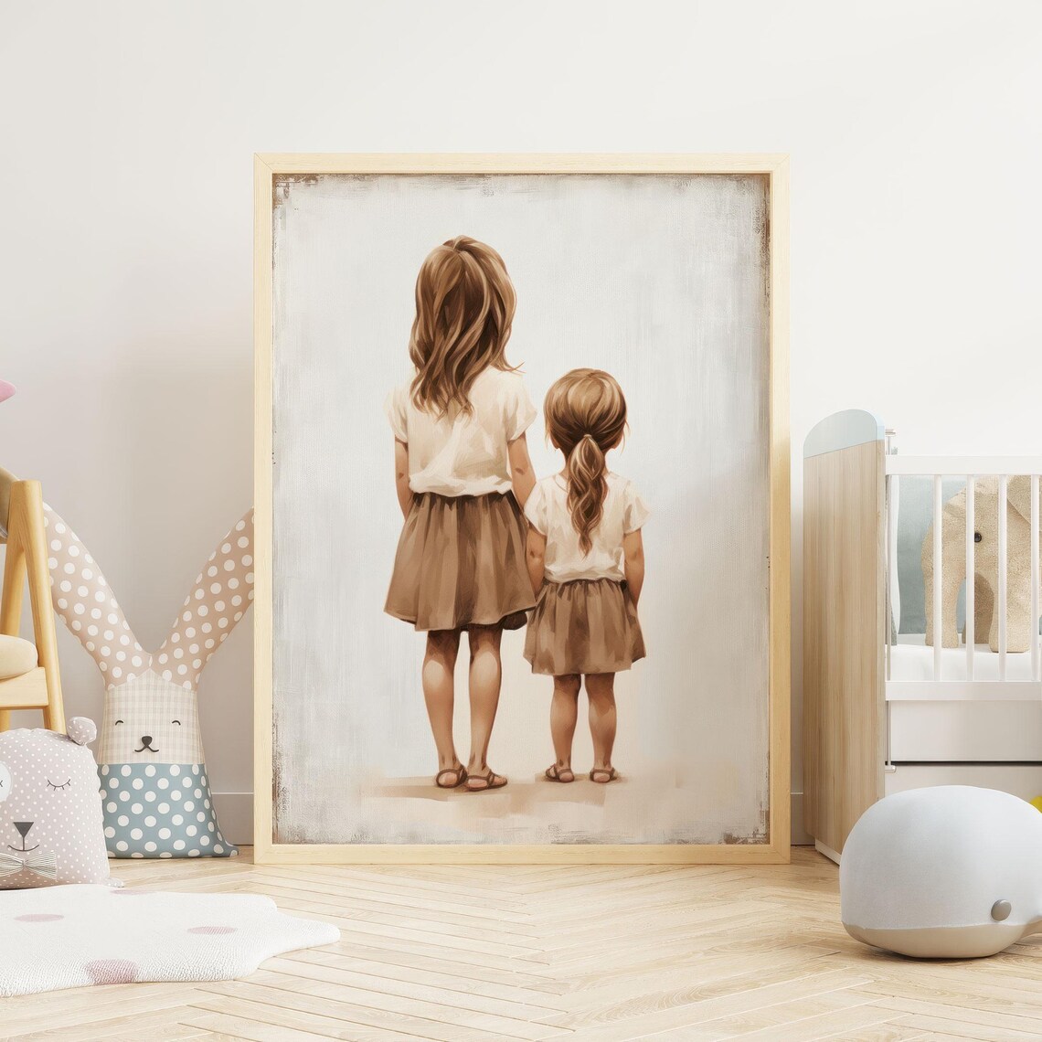 Sisterhood Vintage Art Print, Two Girls Portrait - Image 2