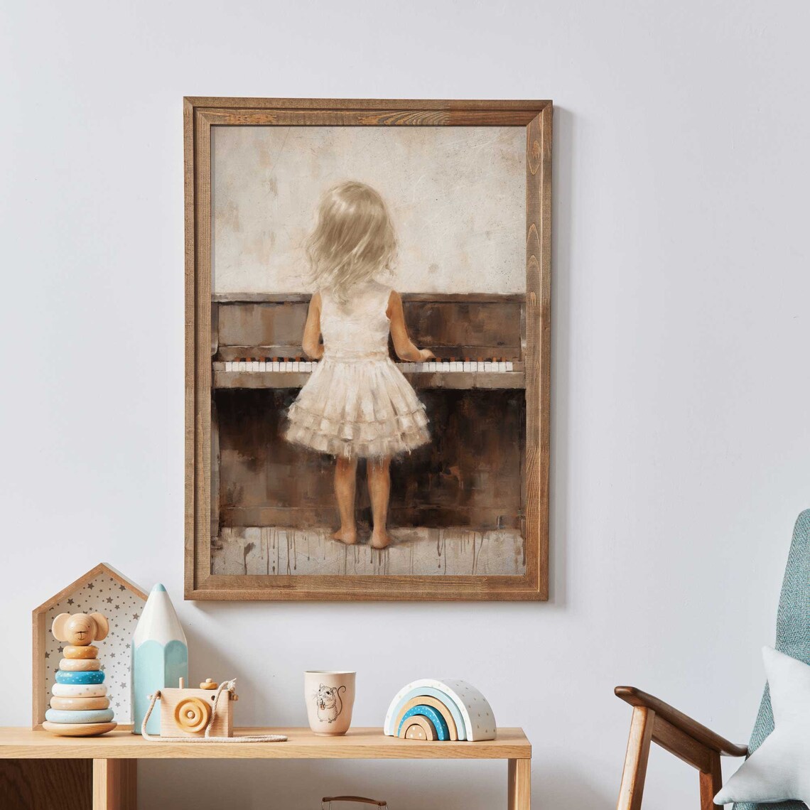 Piano Nursery Decor Vintage Music Wall Art Print - Image 2