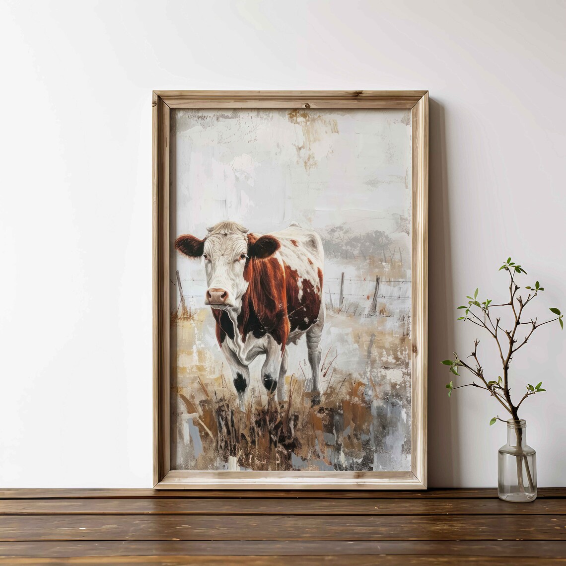 Cow Wall Art, Rustic Vintage Farm Animal Print - Image 2
