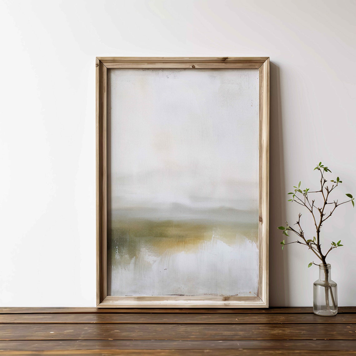 Soft Green and White Abstract Landscape Minimalist Nature Poster