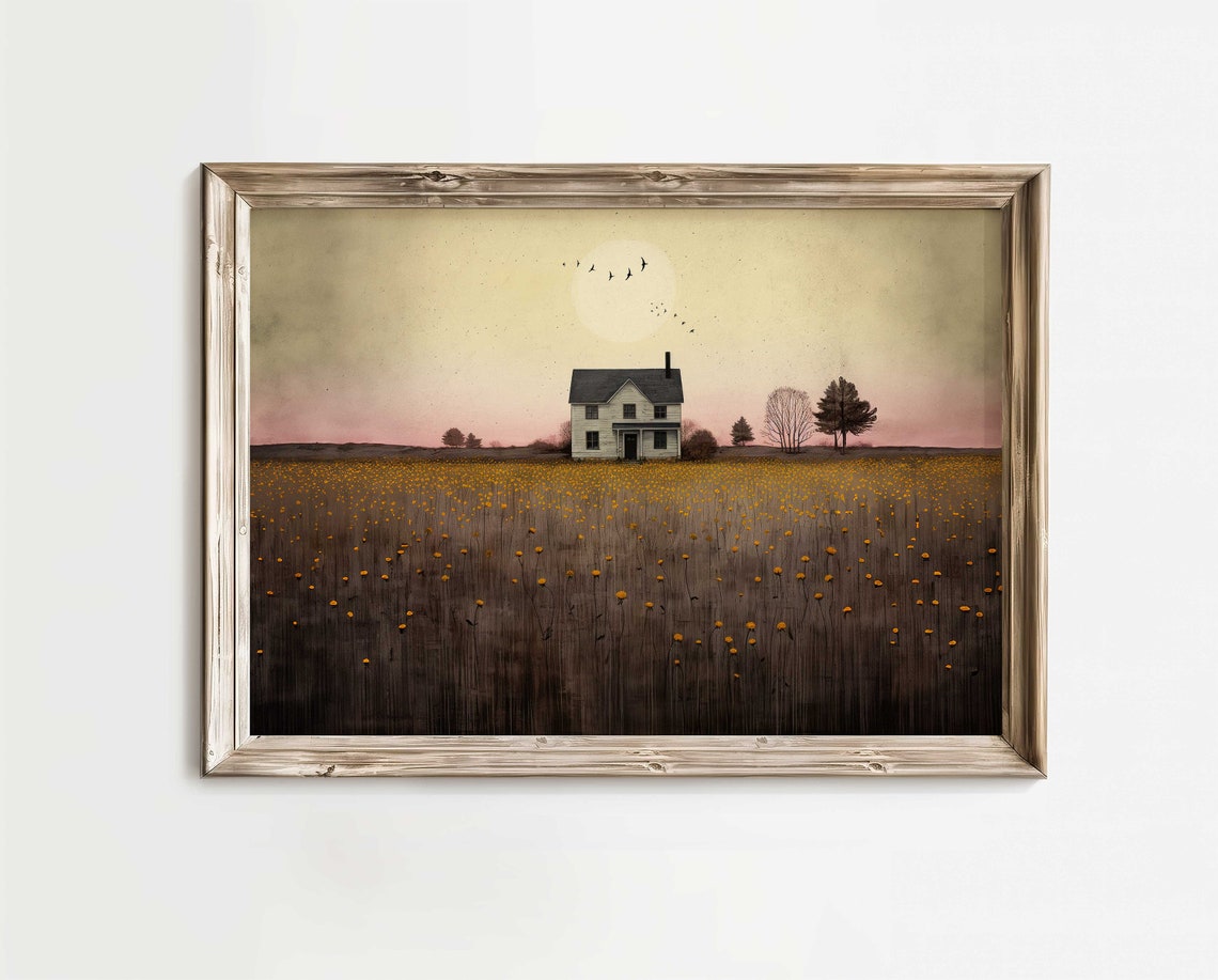 Country House Print Countryside Wall Art Farmhouse Home Decor Country Cottage Print Countryside Landscape Painting Art