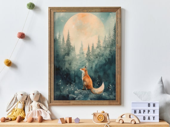 Fox Nursery Decor Watercolor Nursery Wall Art Print