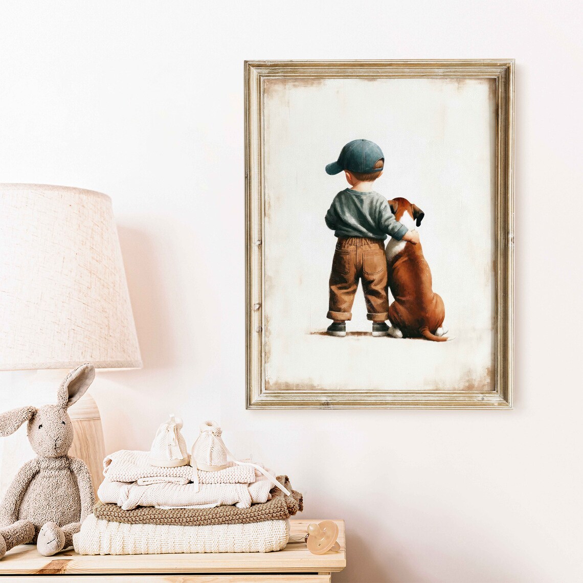 Boxer Dog Nursery Decor Art Print, Boy And Dog - Image 2