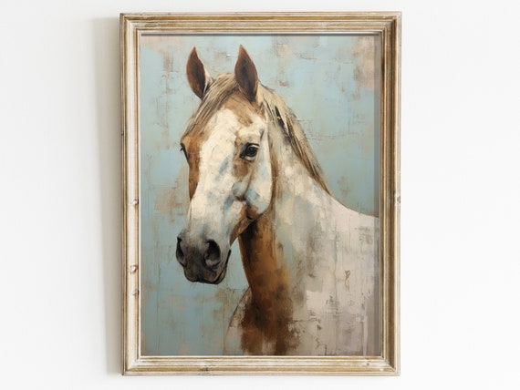 Vintage Horse Print, Rustic Farmhouse Equestrian Art