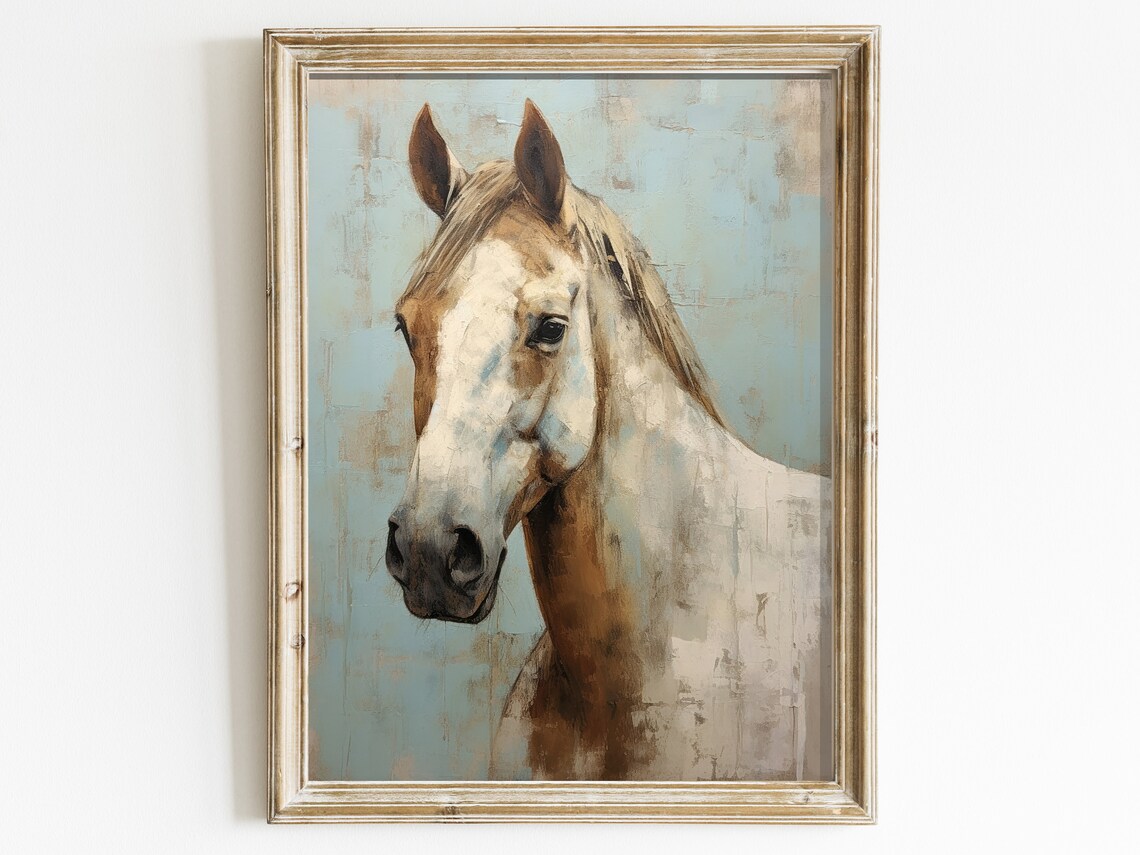 Vintage Horse Print, Rustic Farmhouse Equestrian Art