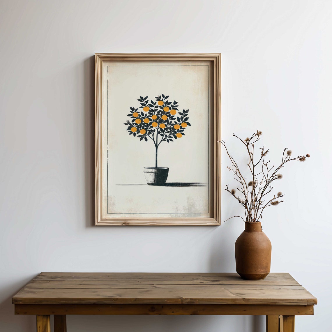 Vintage Potted Orange Tree Botanical Illustration Citrus Fruit Poster - Image 2