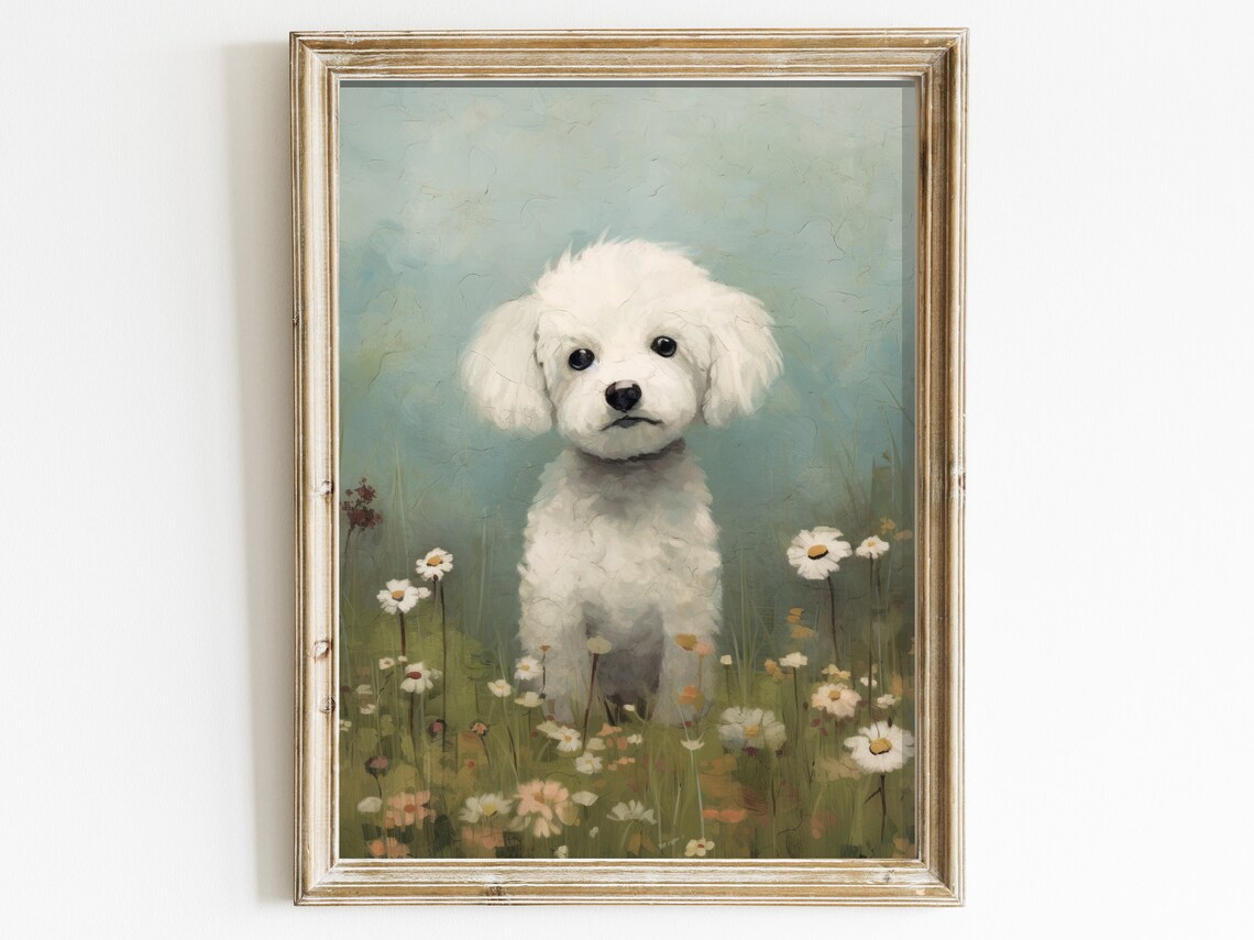 Bichon Vintage Dog Print, Dog Lovers Art Print