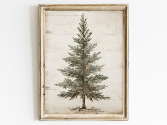 Spruce Tree Vintage Christmas Art Print