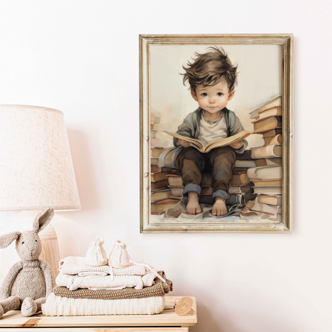Boy Reading Corner Nursery Kids Study Art Print - Image 2