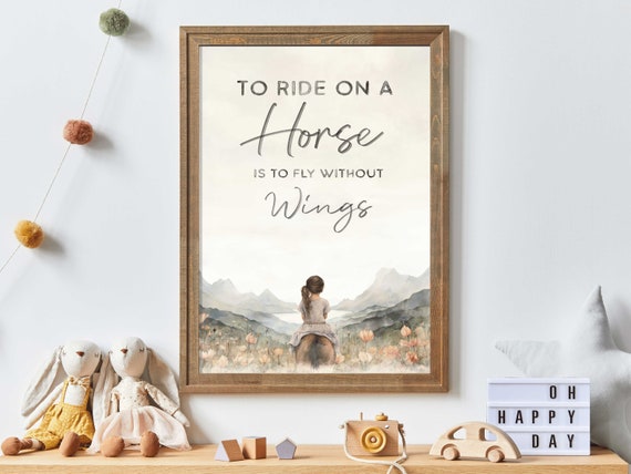 Vintage Horse Nursery Print, Girls Room Decor Art