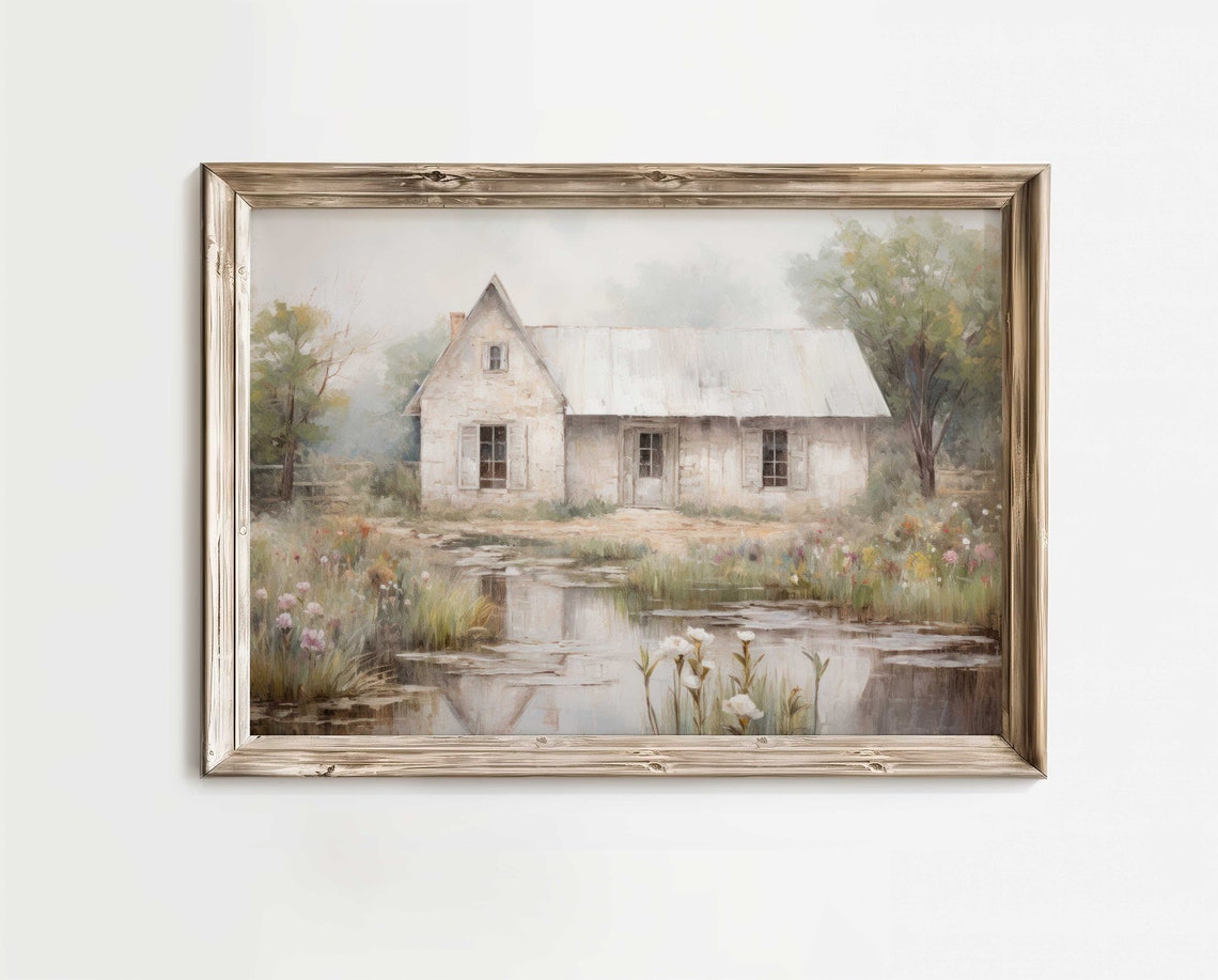 Cottage Art Print Cottage Painting French Countryside Painting Rustic Farmhouse Home Decor Country Style Wall Art Wall Art