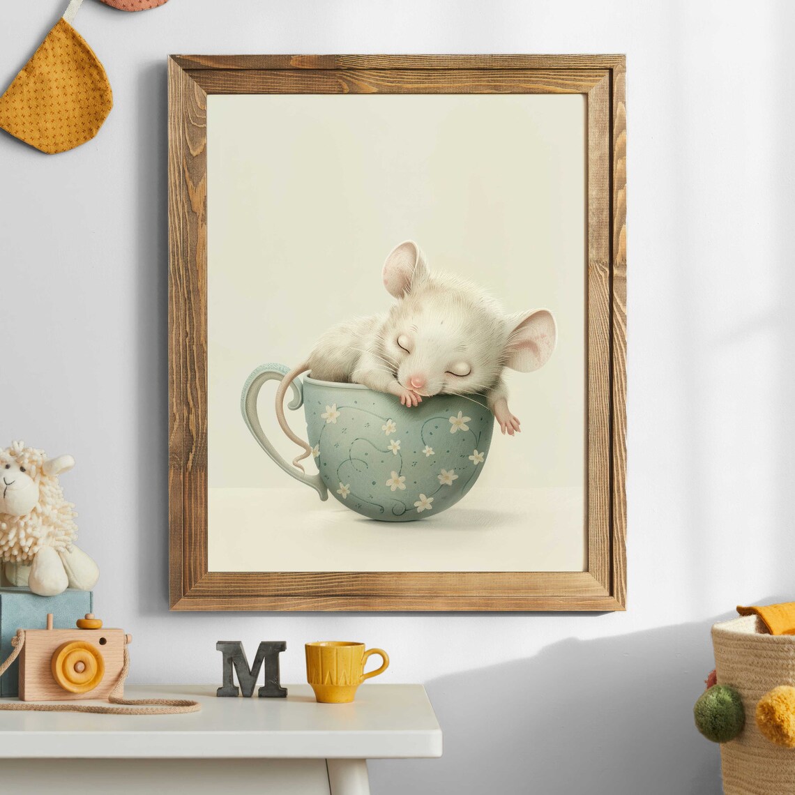 Mouse In A Tea Cup Vintage Nursery Art Print - Image 2