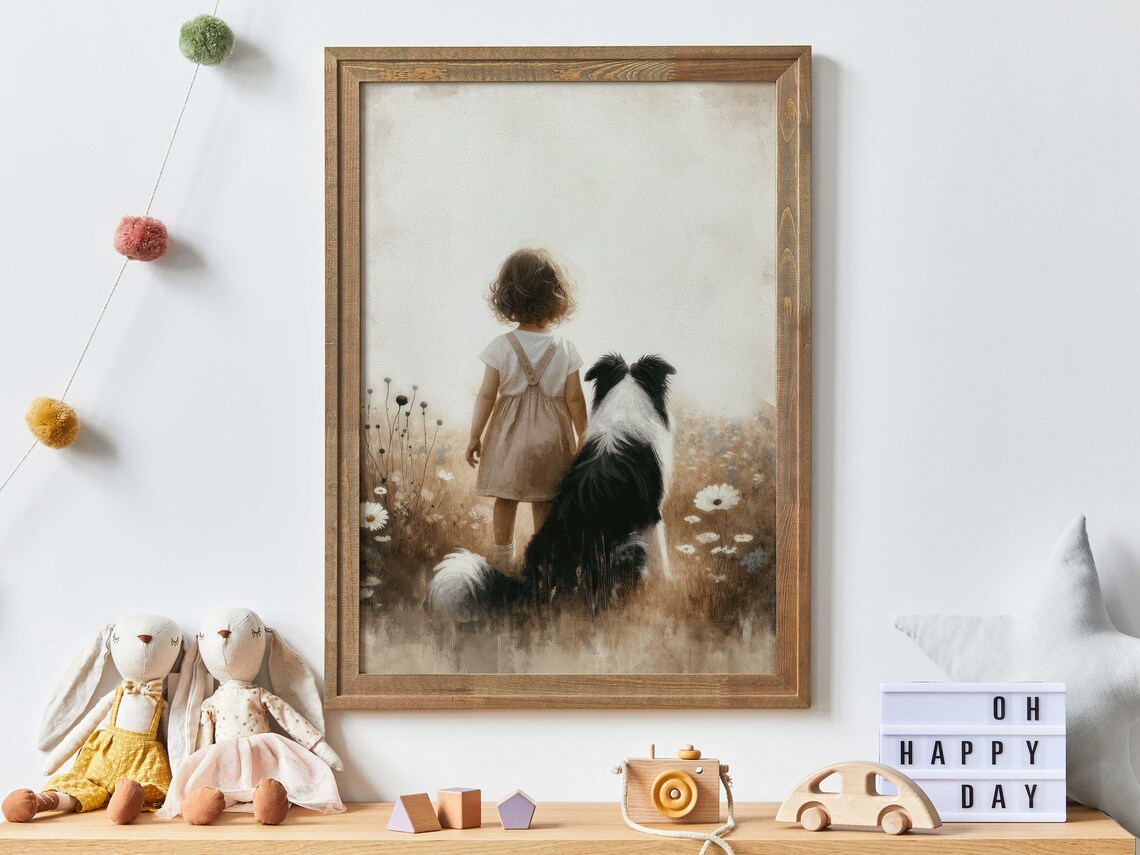 Border Collie Nursery Art Print, Dog Decor