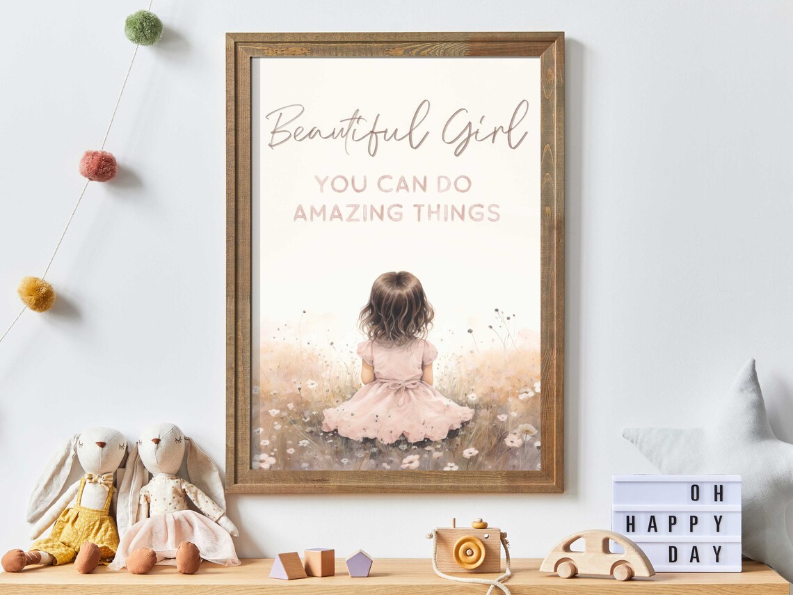 Beautiful Girl Nursery Quote Watercolor Art Print