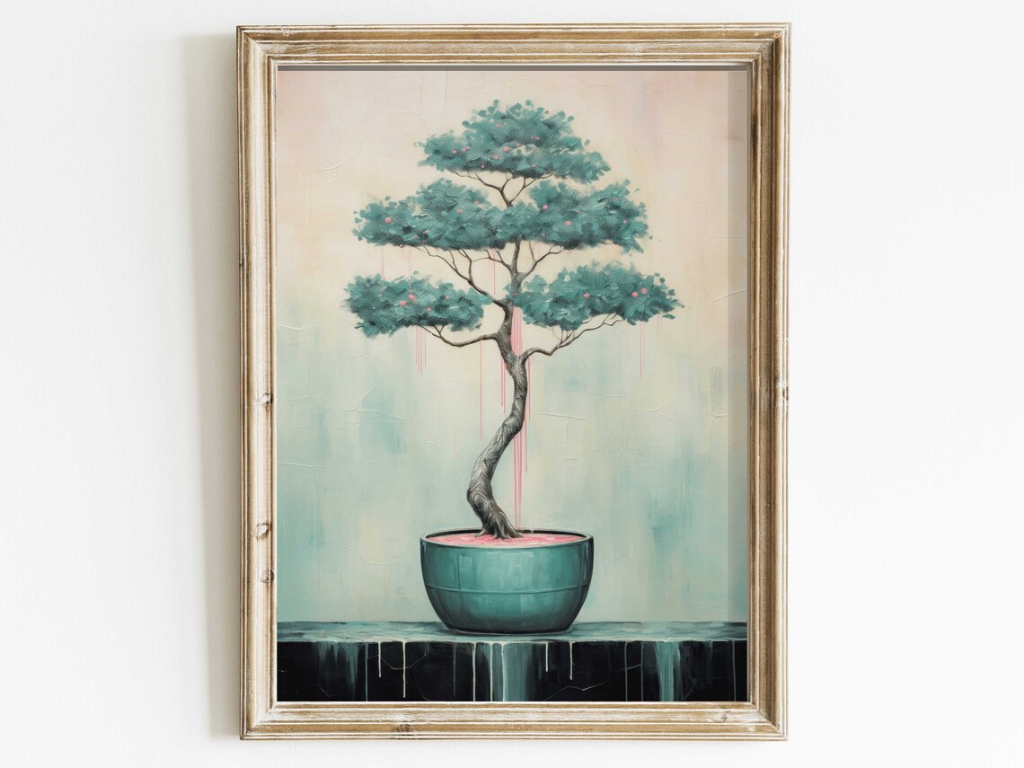 Japanese Bonsai Tree Vintage Floral Art Print
