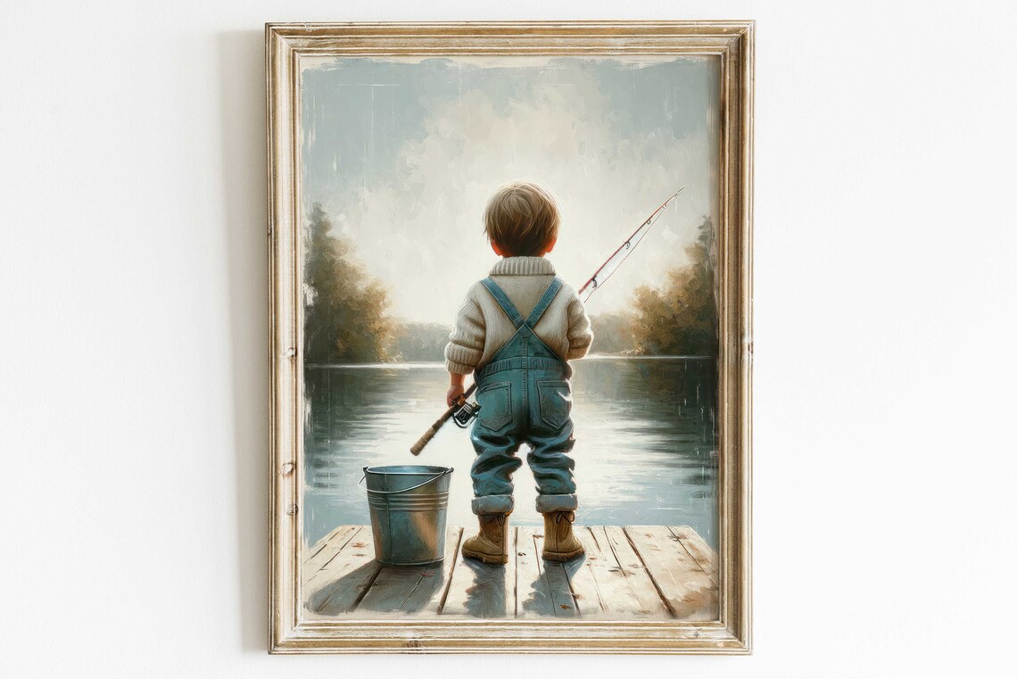 Fishing Nursery Decor for Boys Room Art Print - Image 2
