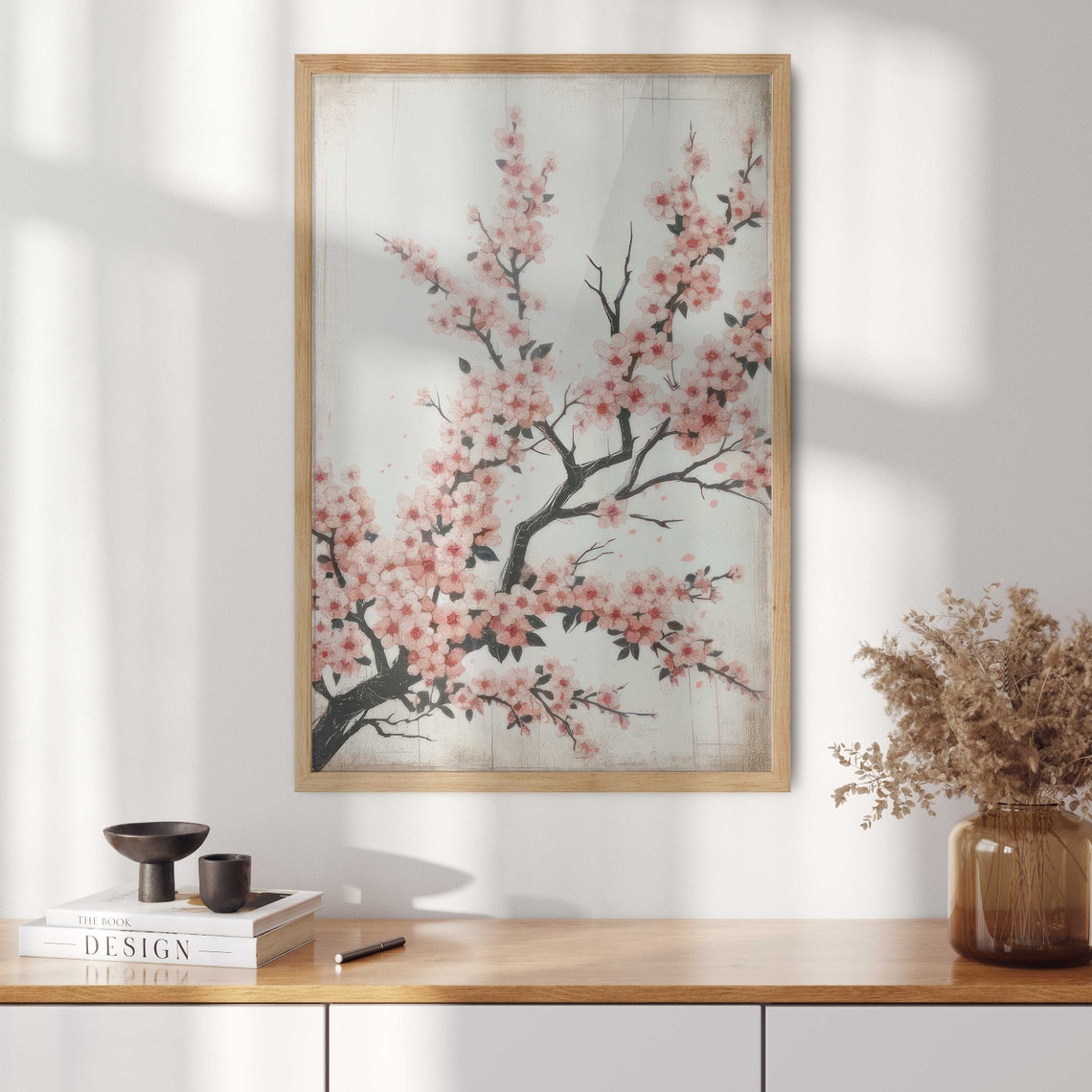Delicate Pink Cherry Blossom Branches Japandi Style Floral Poster - Image 2