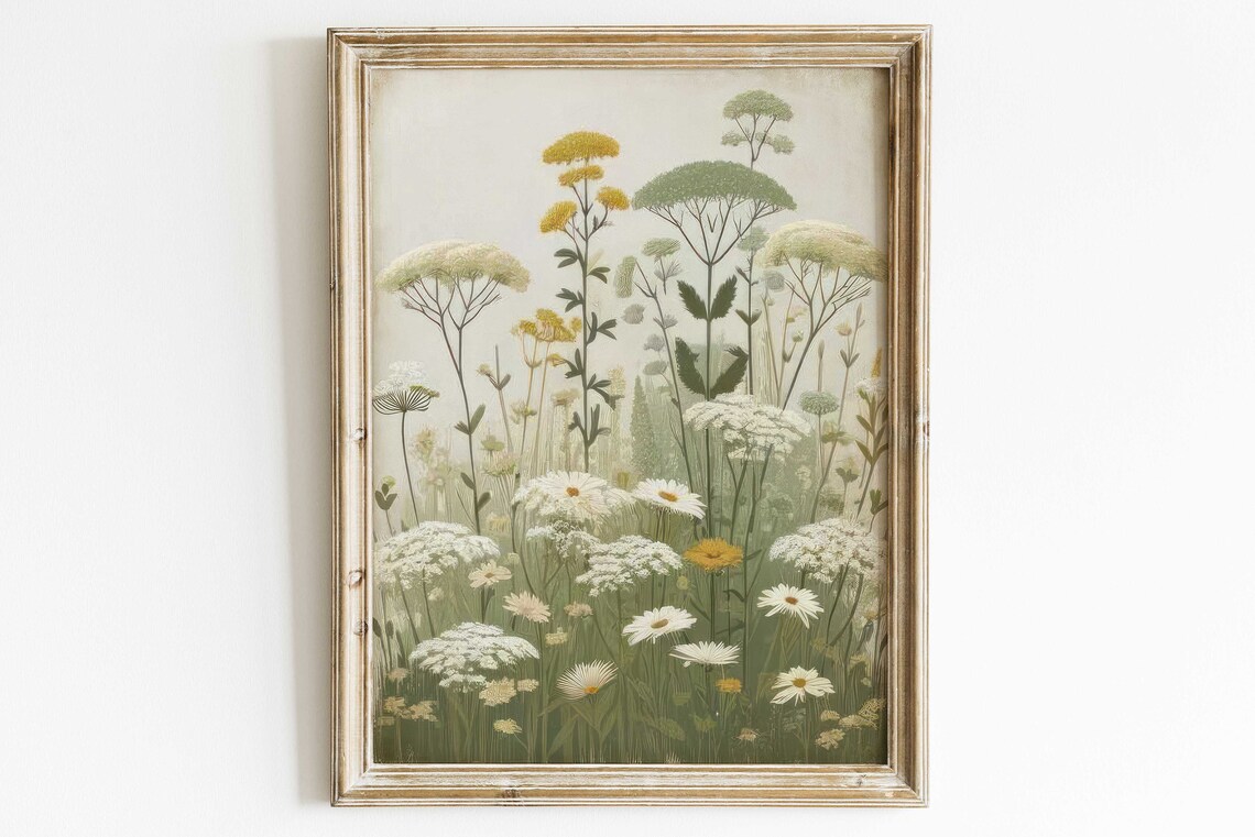 Wildflower Meadow Vintage Botanical Garden Floral Art Poster
