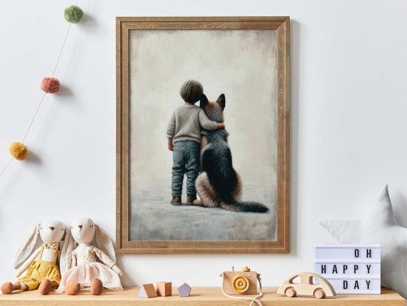 German Shepherd Nursery Art Print, Boys Room Decor