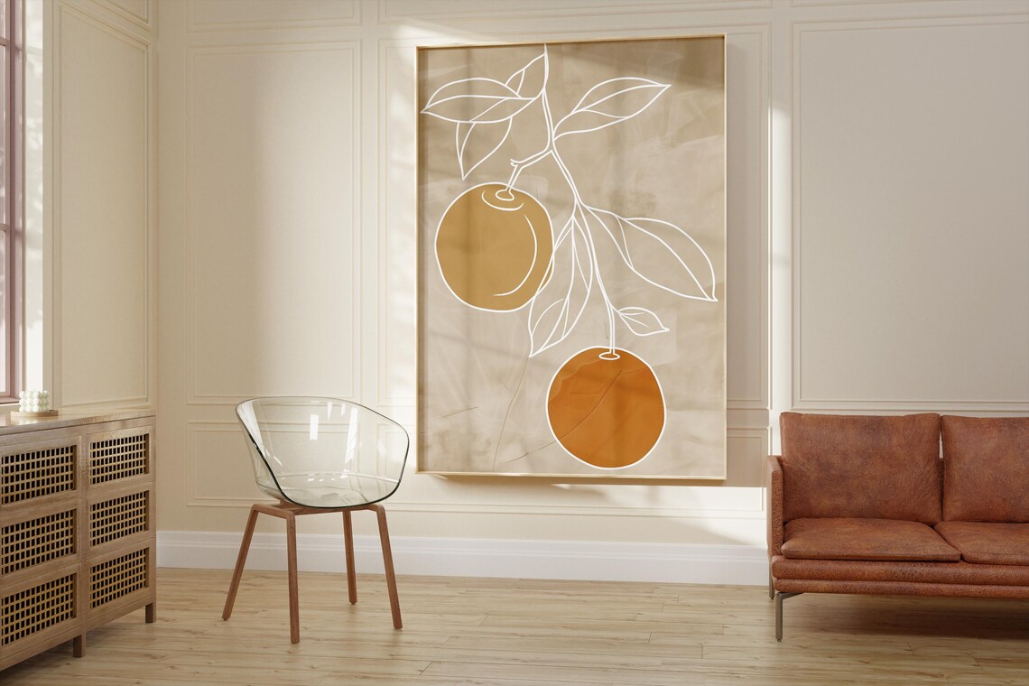 Scandinavian Minimalist Line Art, Botanical Orange Fruit - Image 2