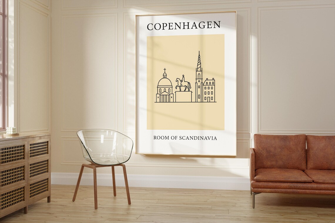 Copenhagen Minimalist Retro City Art Print - Image 2