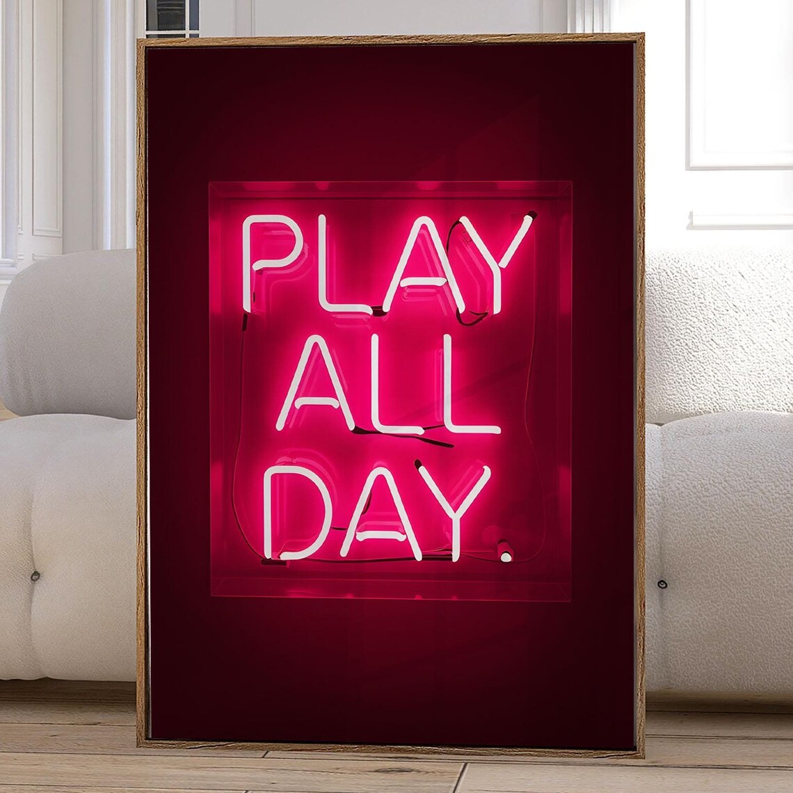 Neon Red Gaming Poster, Boys Bedroom Decor
