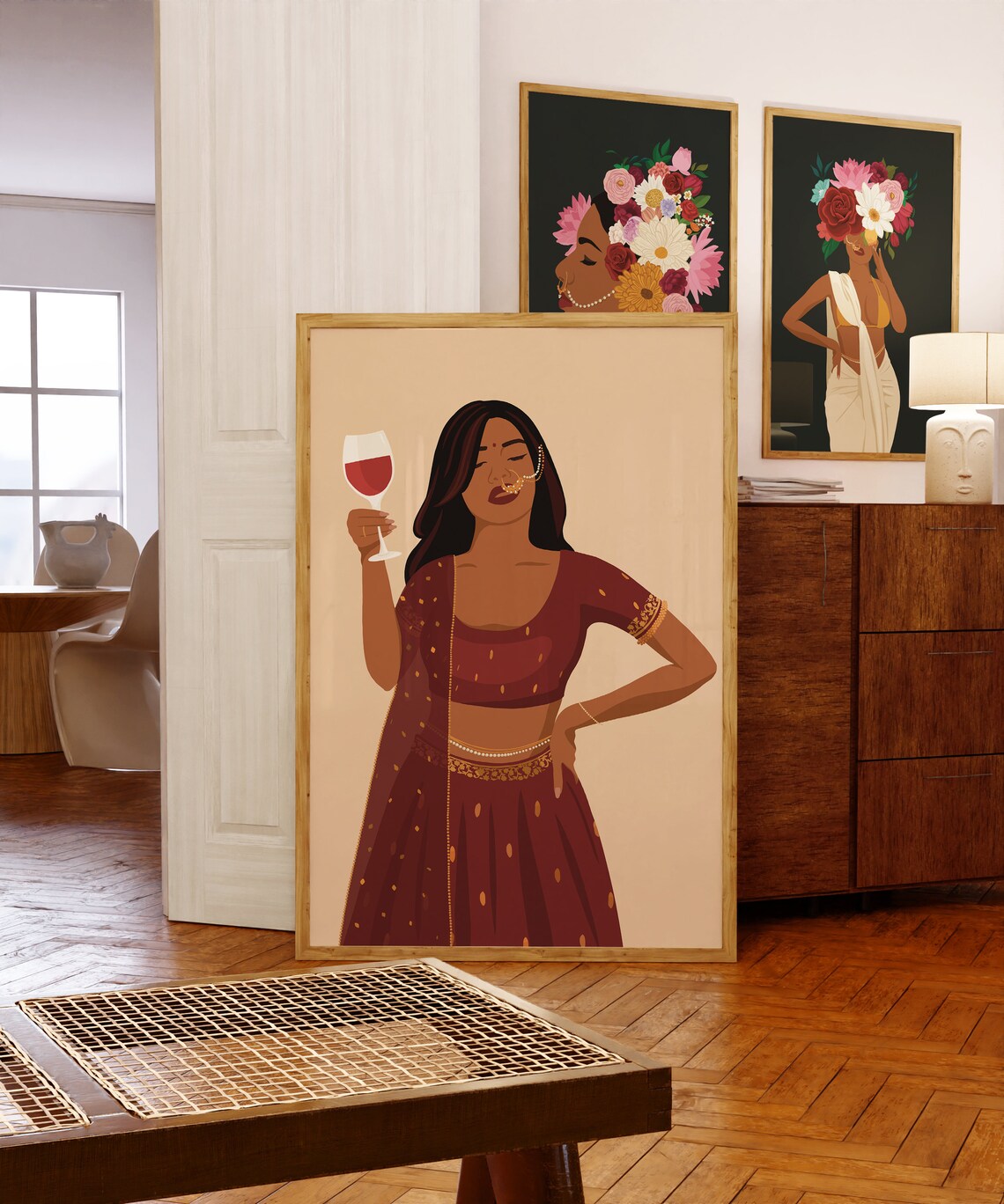 Modern Indian Woman Drinking, South Asian Art Print - Image 3