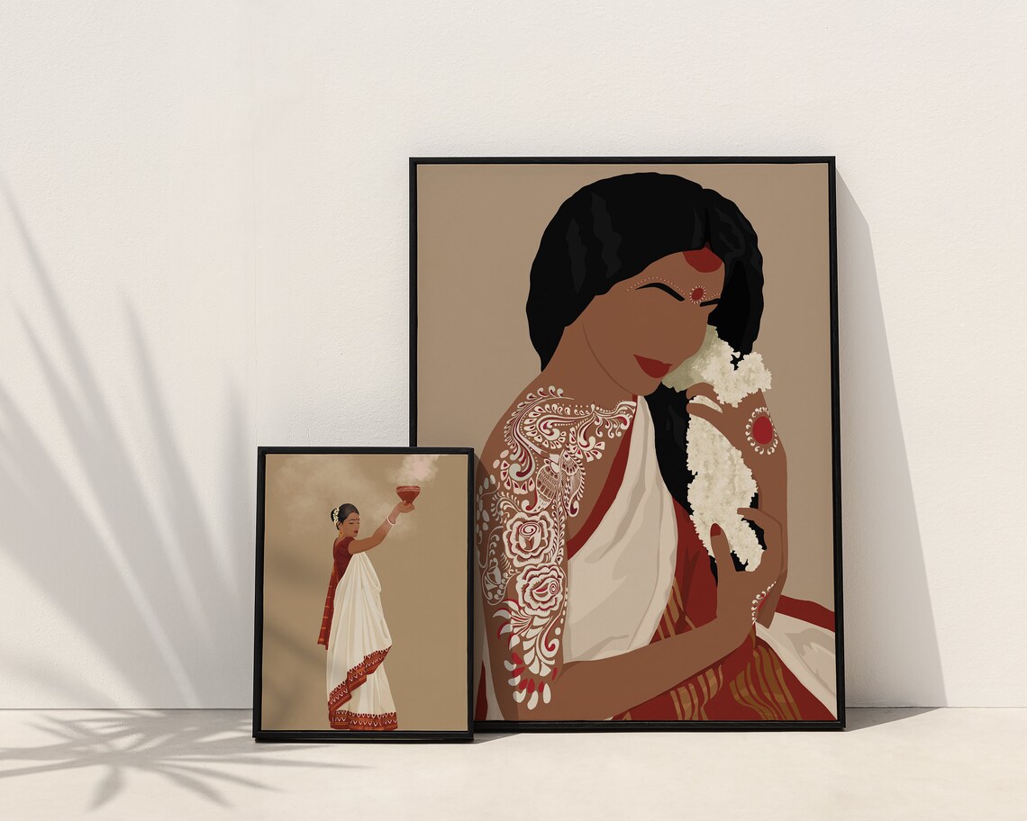 Bengali Woman Art, Kolkata Wall Art Print - Image 2