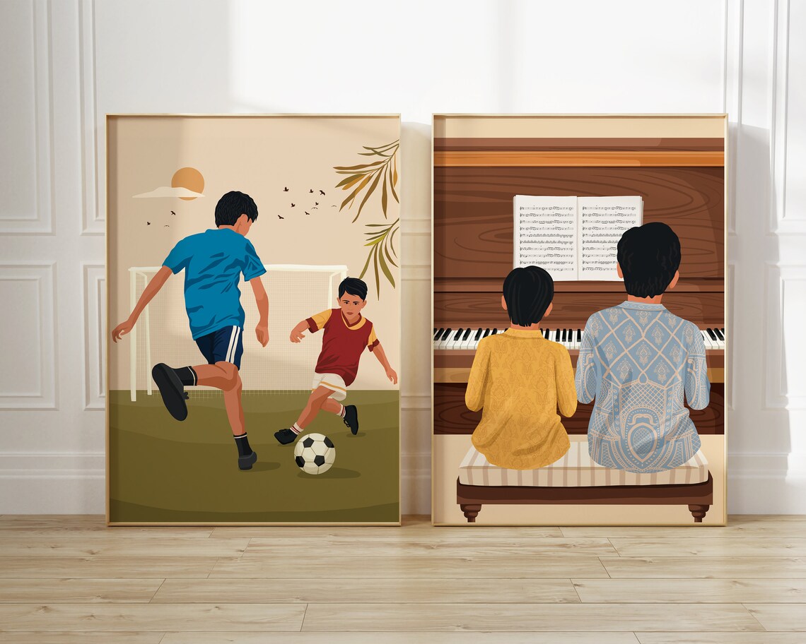 Indian Kids Playing Soccer, Nursery Room Art - Image 2
