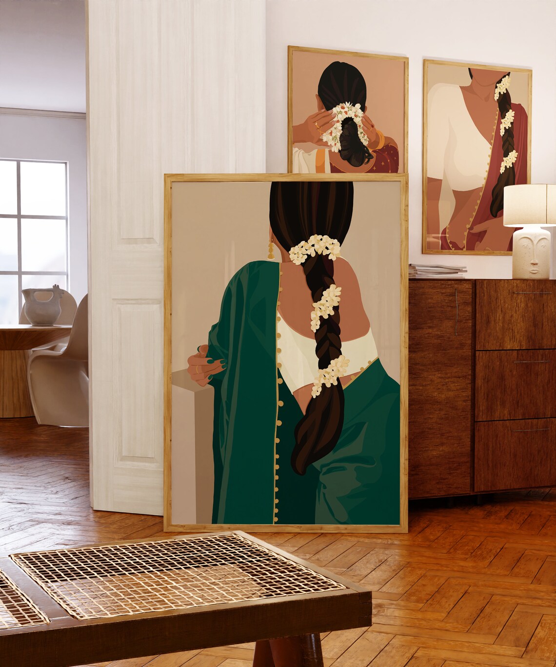 South Asian Woman Saree Portrait Art Print - Image 4
