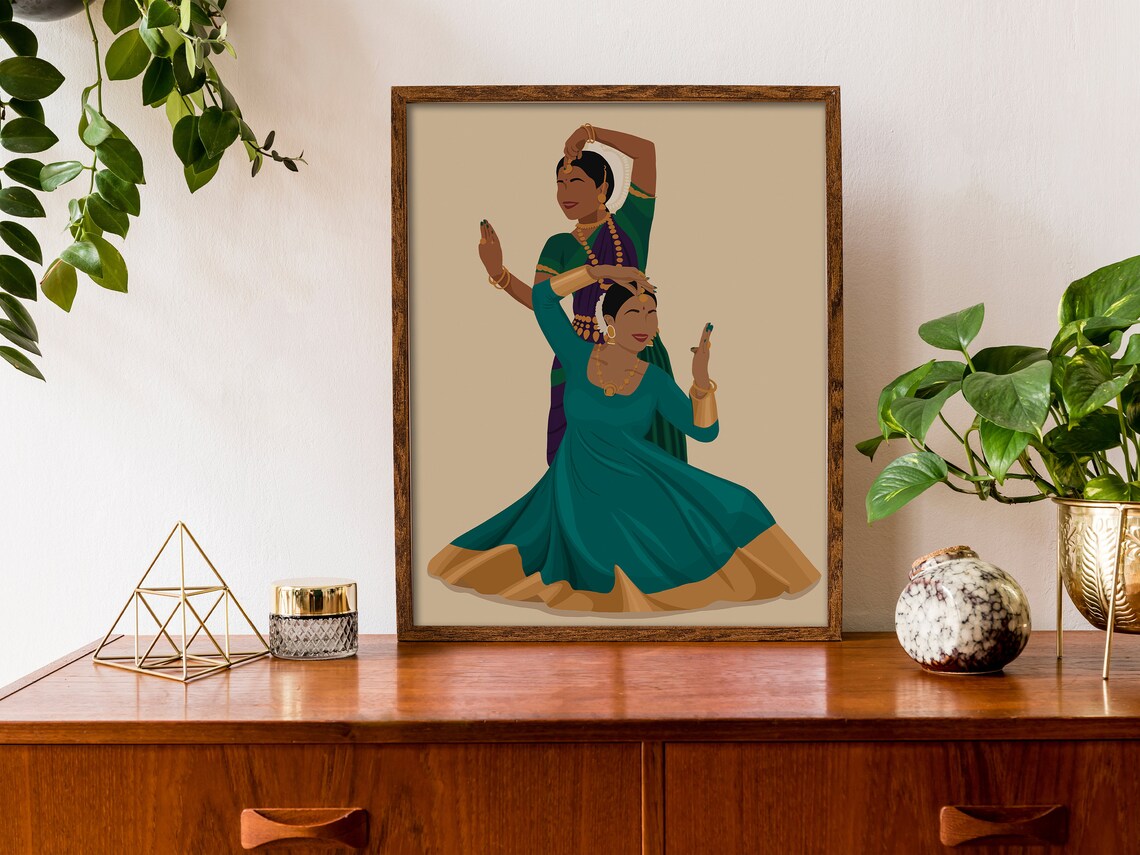 Odissi Kathak Jugalbandi Indian Dancers Art Print - Image 4