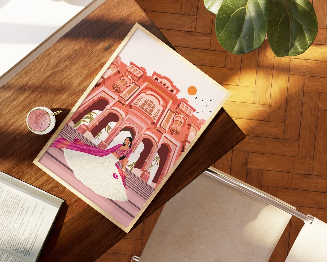 Jaipur Patrika Gate Indian Art Desi Art South Asian Art Indian Woman Print Rajasthan Art Brown Girl Indian Architecture Travel Print - Image 2